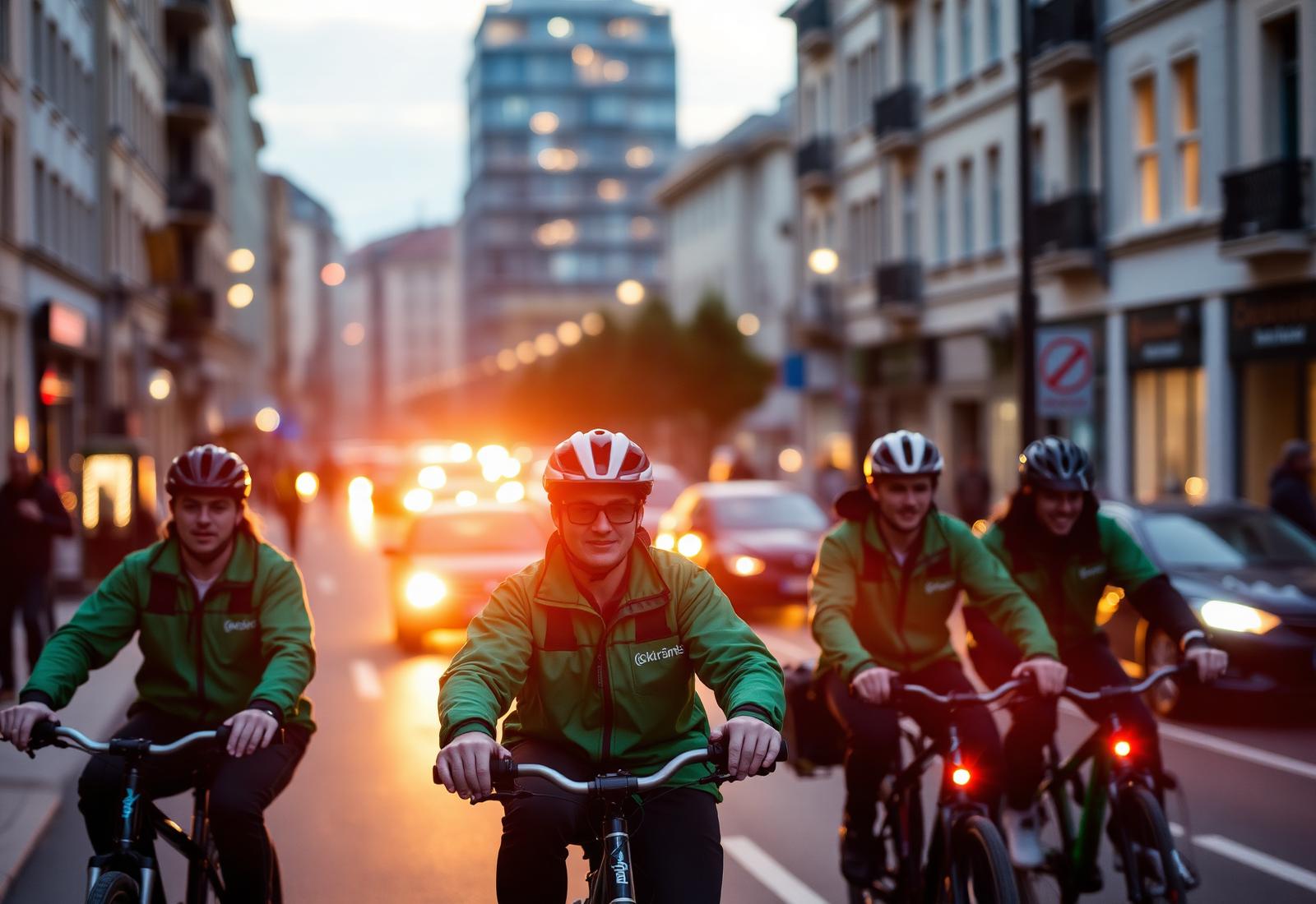 Fahrradkuriere von LieferPilot in urbaner Umgebung
